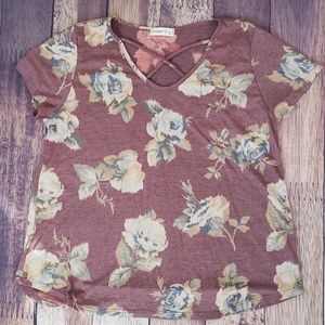 Floral  print criss cross top